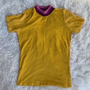 Big Bud Press Yellow Tee with Pink Collar